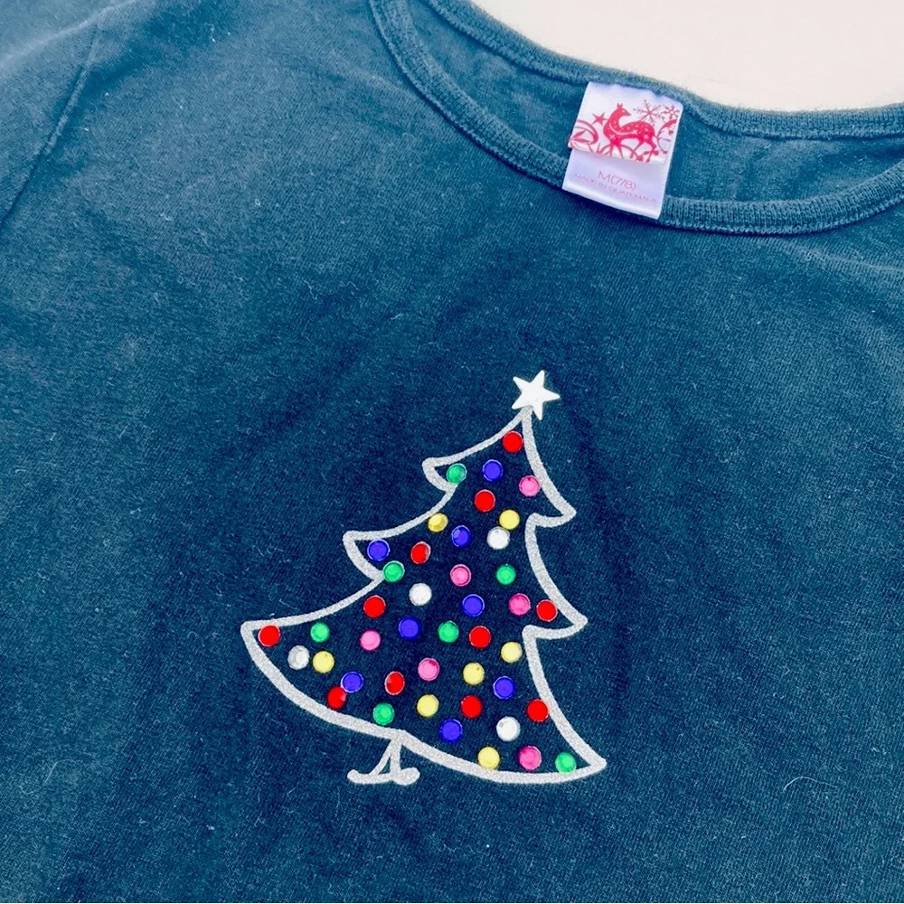 Kid’s Black Long Sleeved Christmas Shirt Size Medium - Picture 4 of 6